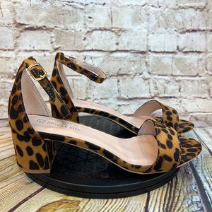 Moda Chics Women's Open Toe Animal Print Ankle Strap Block Heels Size 7.5